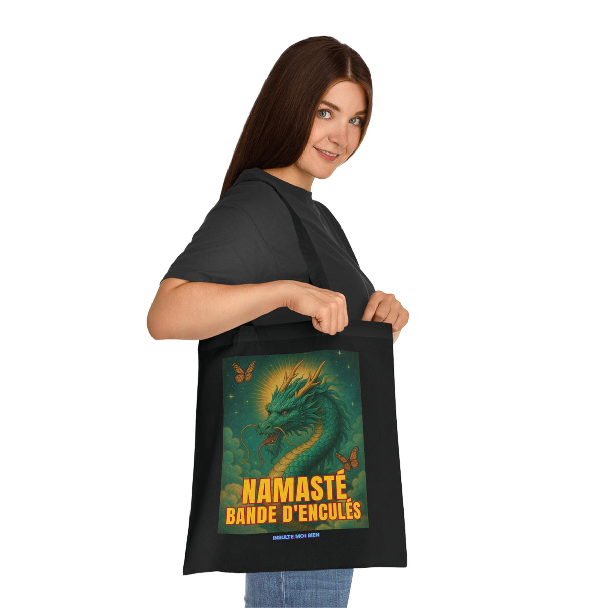 Tote bag dragon “Namasté bande d’enculés”