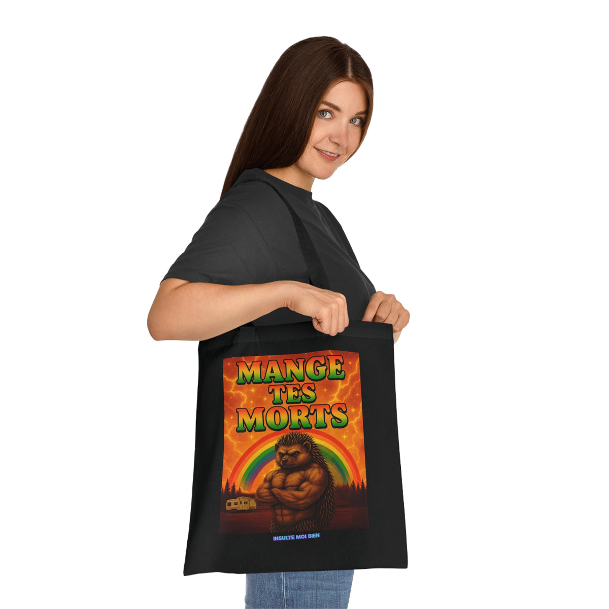 Tote bag hérisson “Mange tes morts”