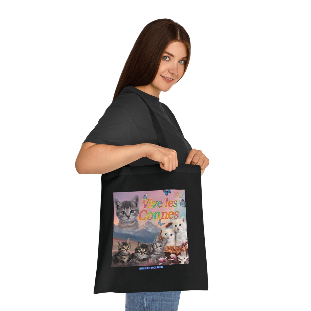 Tote bag chats “Vive les connes”