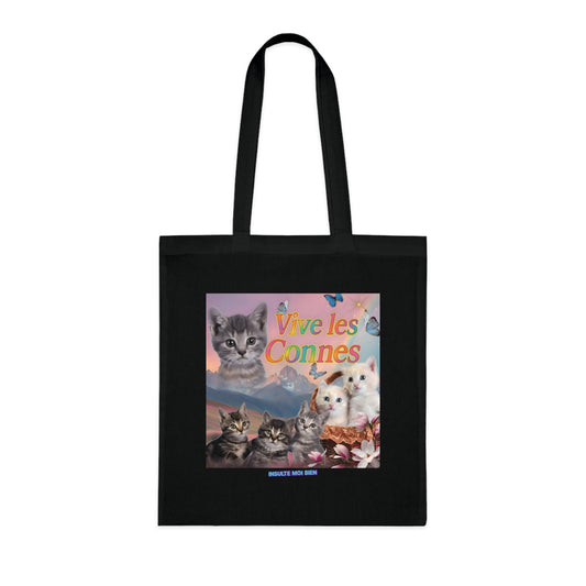 Tote bag chats “Vive les connes”