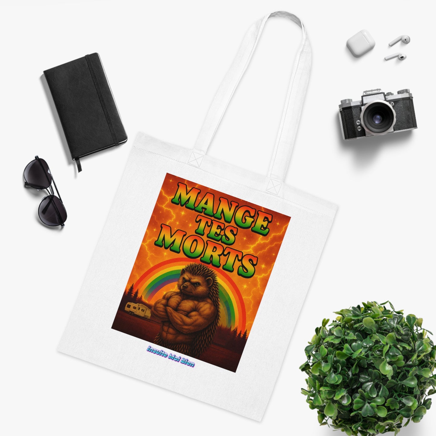 Tote bag hérisson “Mange tes morts”