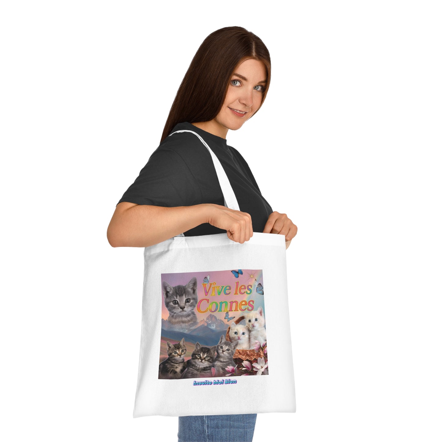 Tote bag chats “Vive les connes”