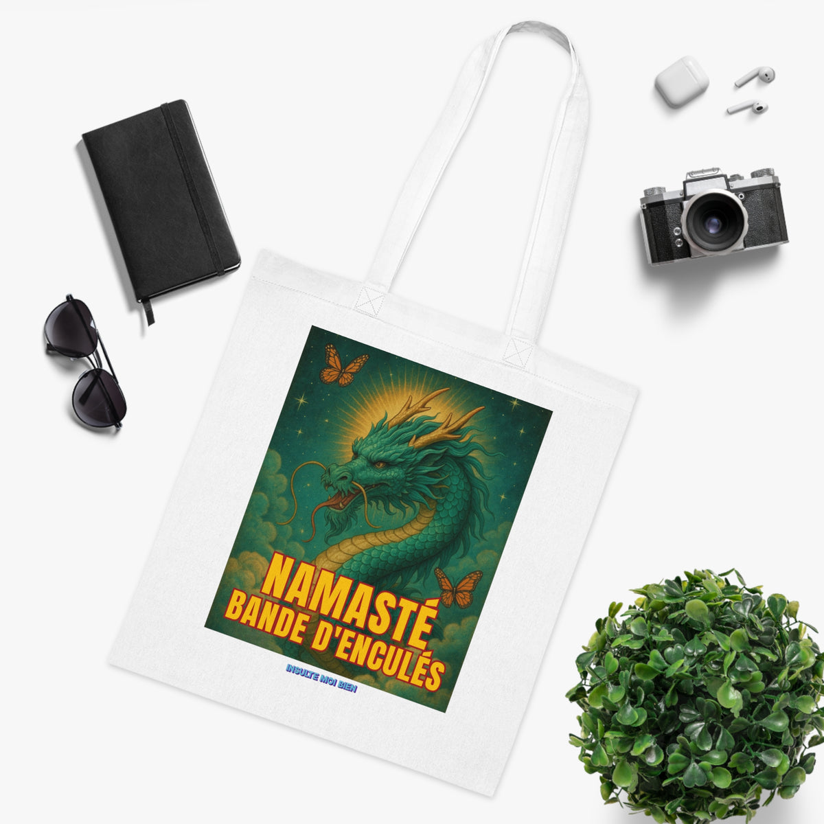 Tote bag dragon “Namasté bande d’enculés”