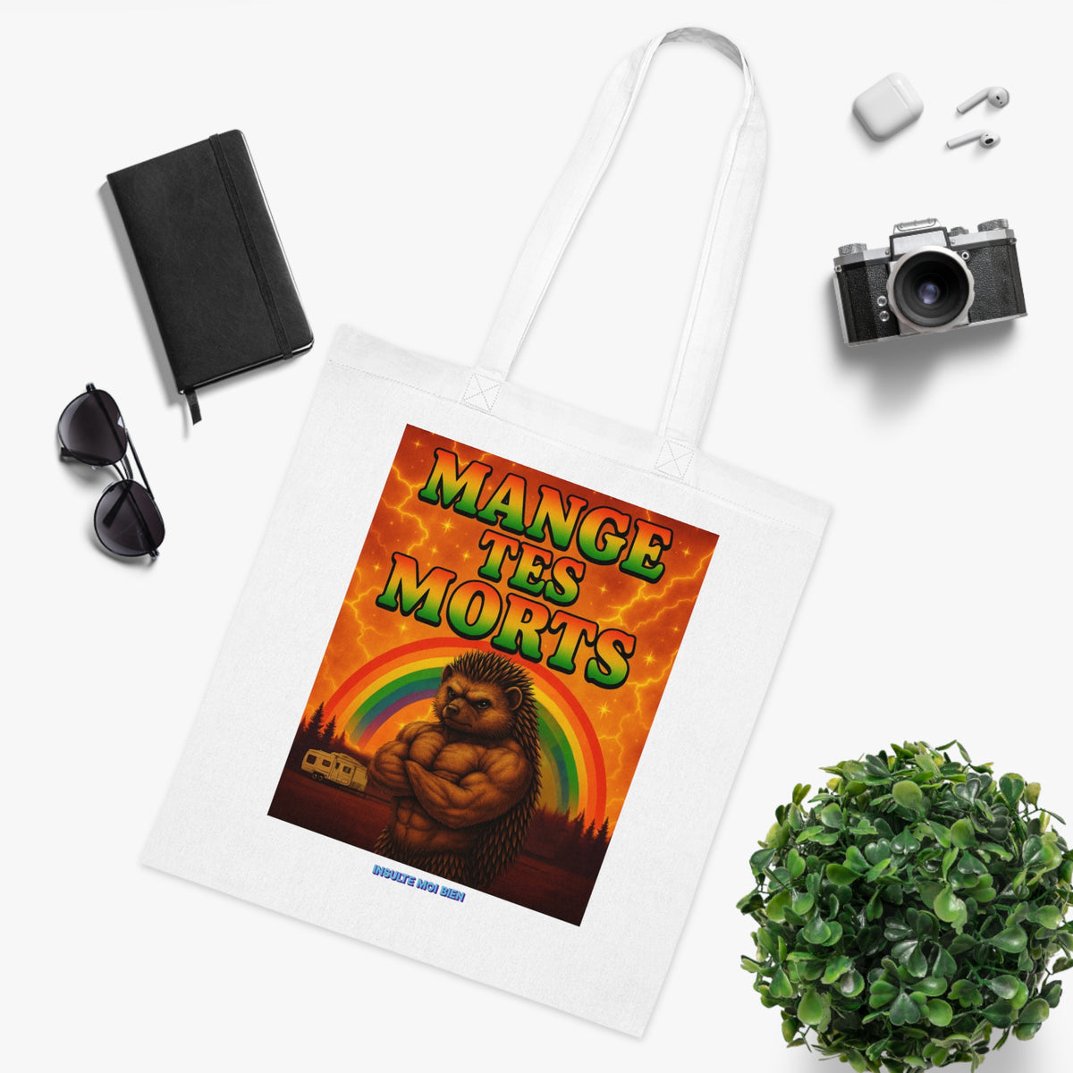 Tote bag hérisson “Mange tes morts”