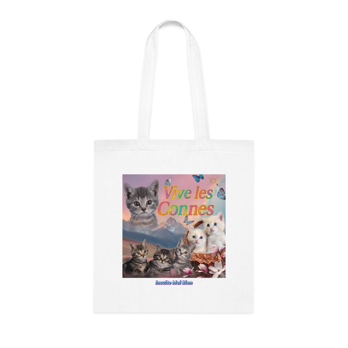 Tote bag chats “Vive les connes”