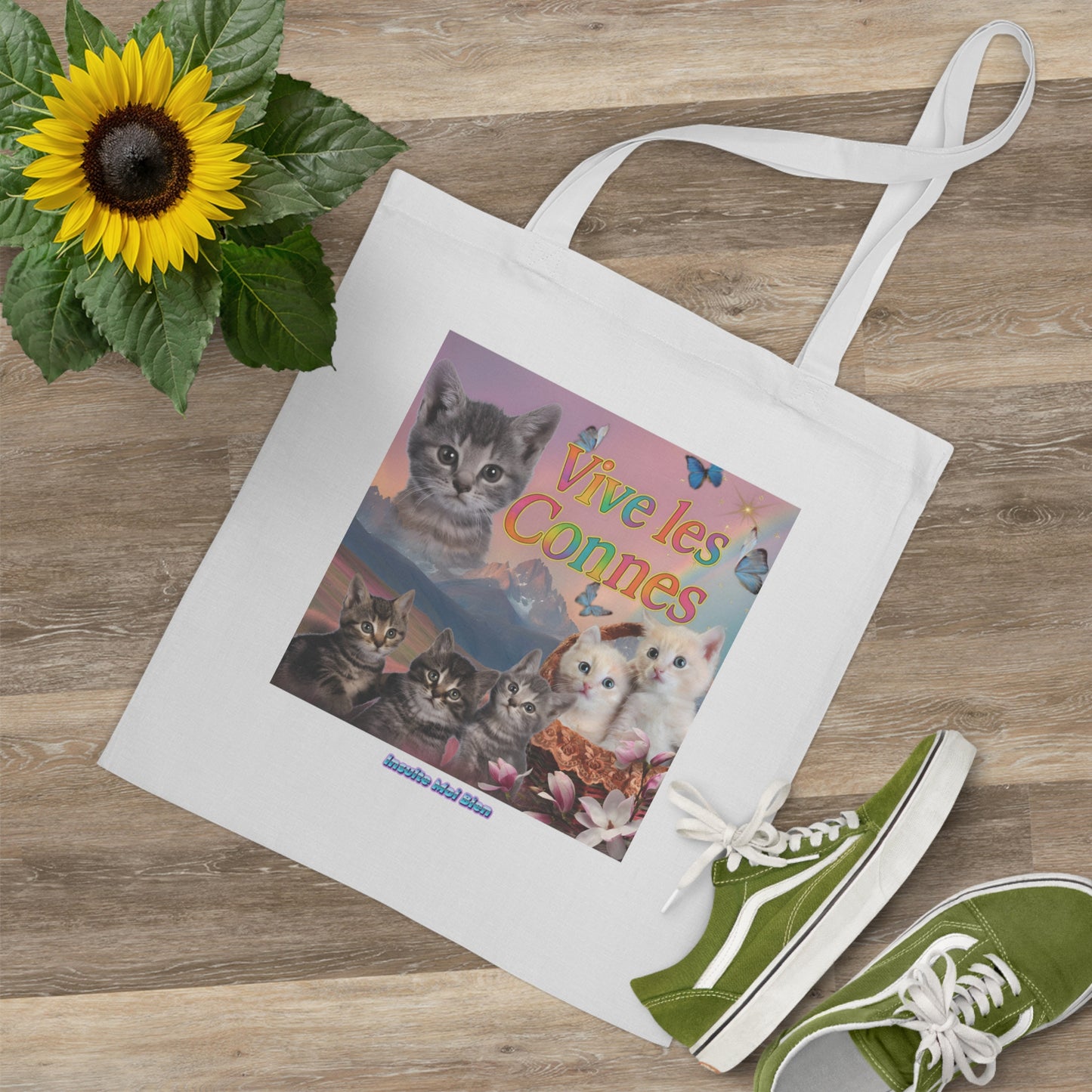 Tote bag chats “Vive les connes”