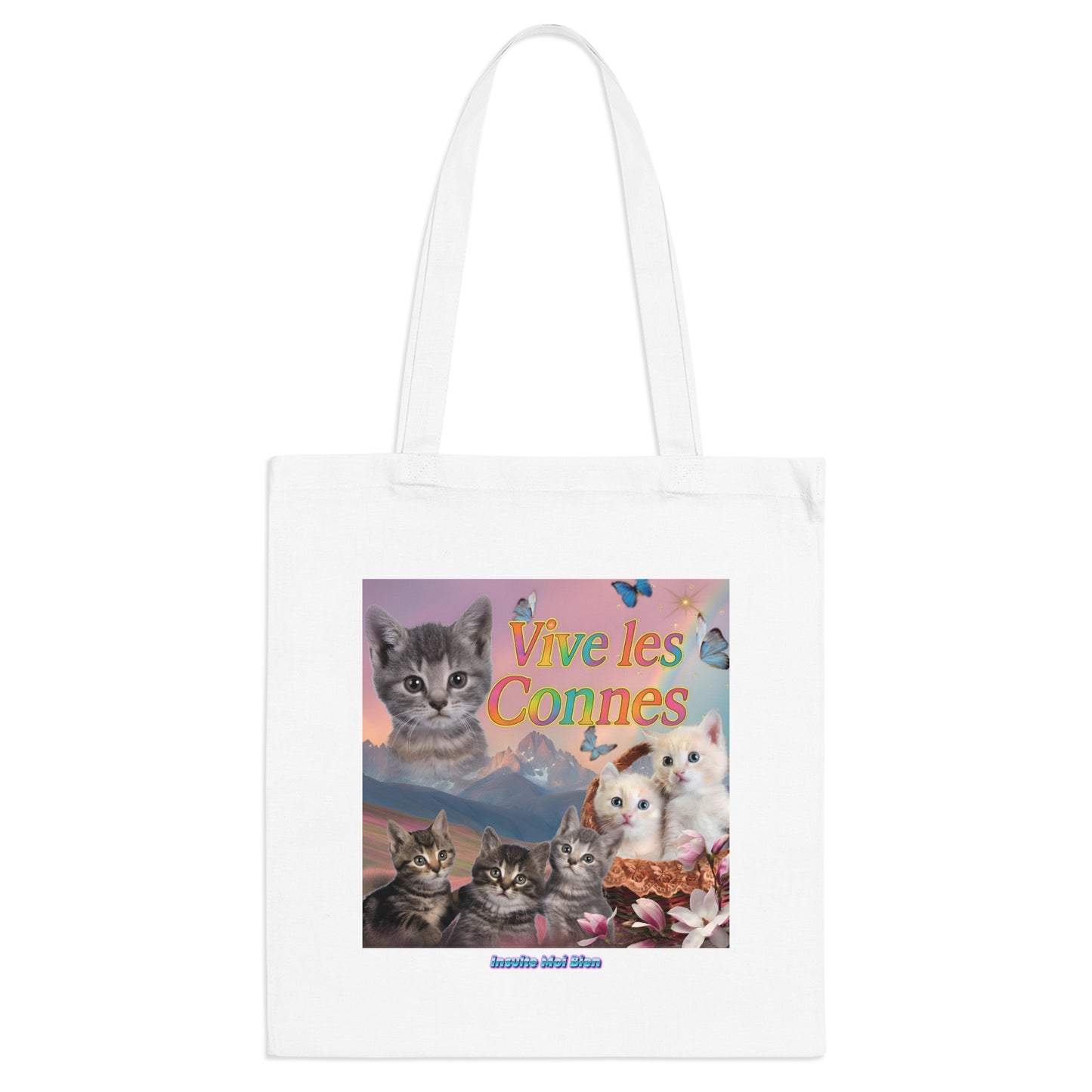 Tote bag chats “Vive les connes”