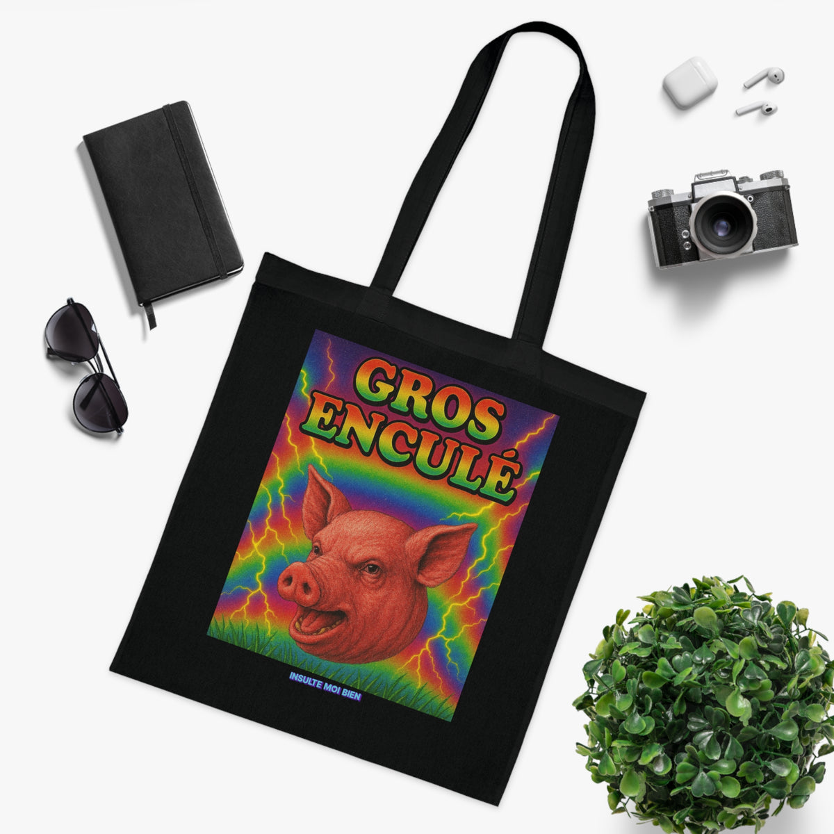 Tote bag cochon “Gros enculé”