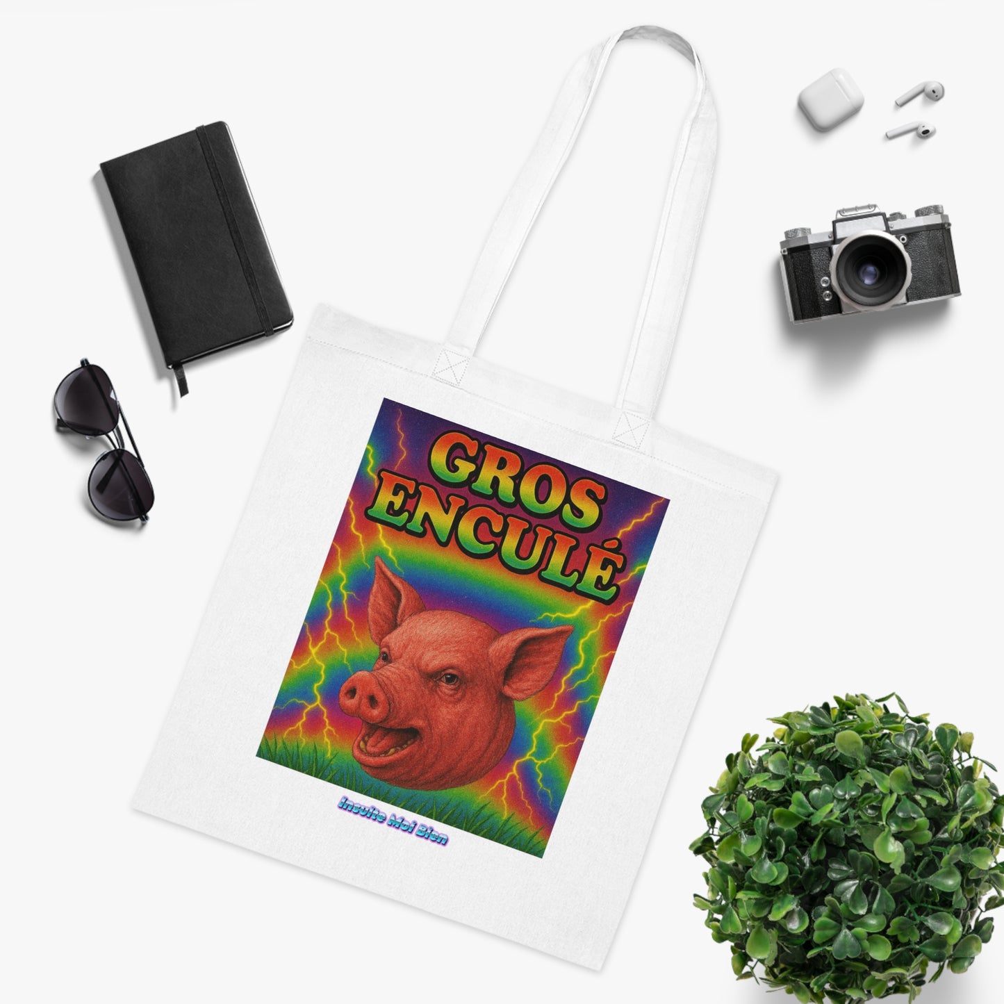 Tote bag cochon “Gros enculé”